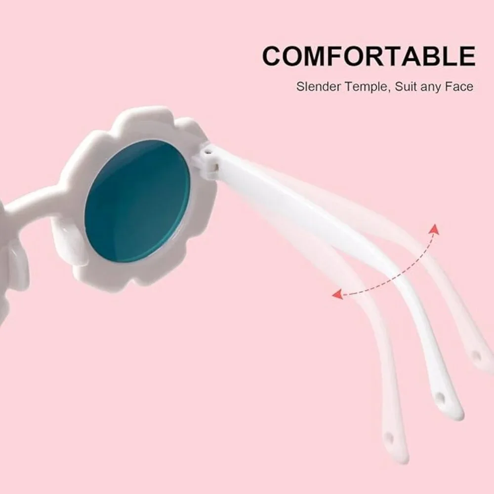 Toddler Sunglasses with Strap Polarized Lens Retro Flexible Flower Frame